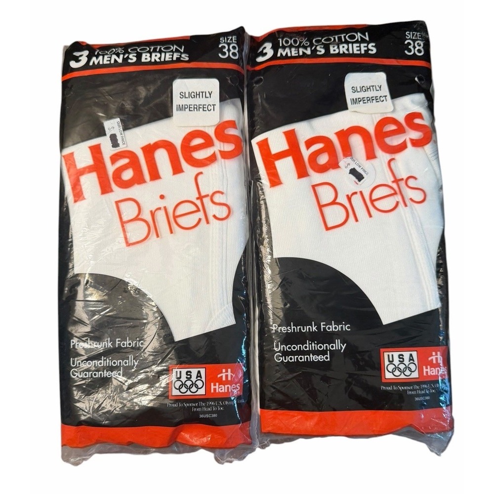 Hanes VTG 1996 Mens Briefs Underwear 38 100% Cotton USA NEW Slightly Imperfect